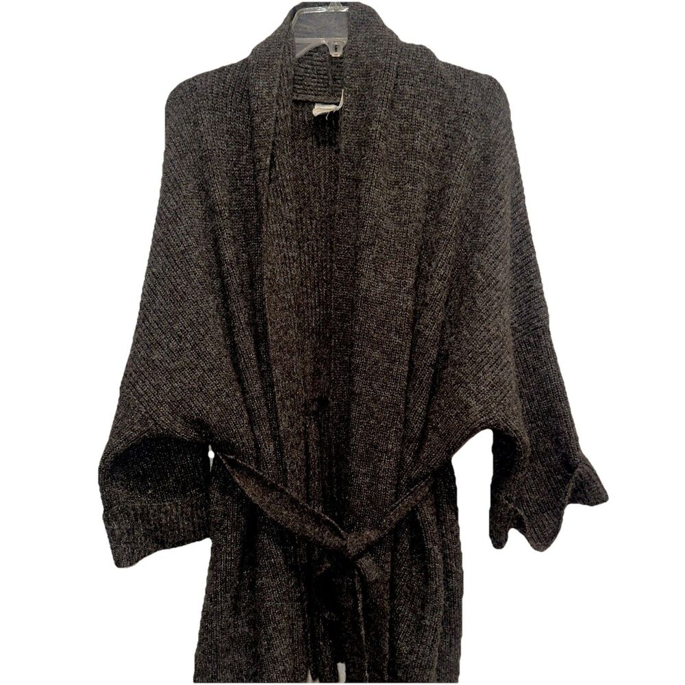 Akemi + Kin Anthropologie Belted Kimono Wrap Cardigan Sweater Gray O/S One Size